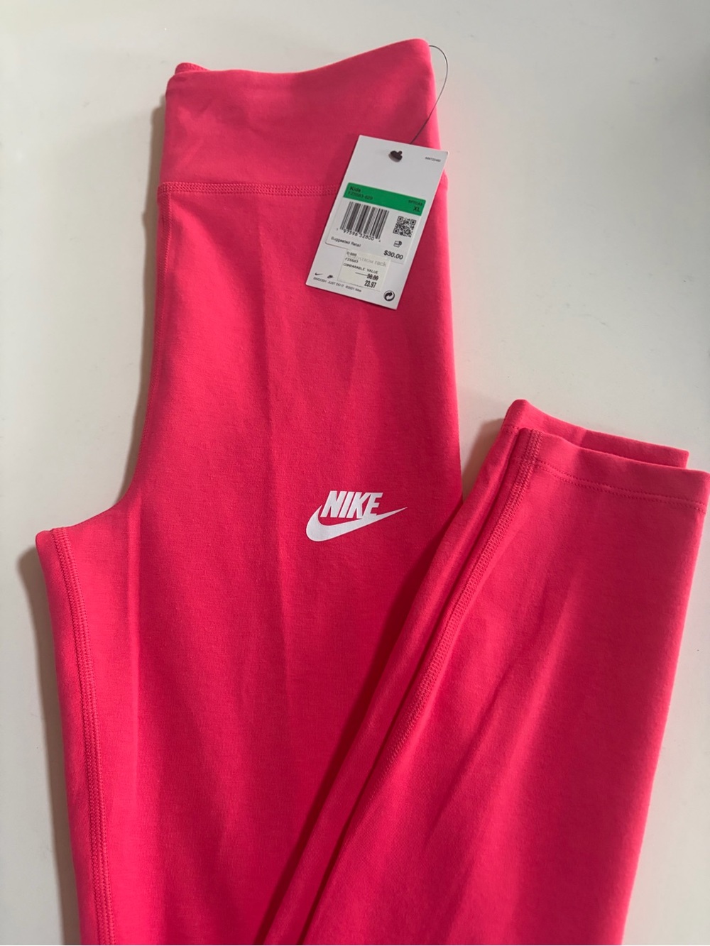 Nike Kids Bright Pink Leggings with White Swoosh